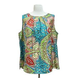 Talbots Multicolor Paisley Sleeveless Blouse Size 24W